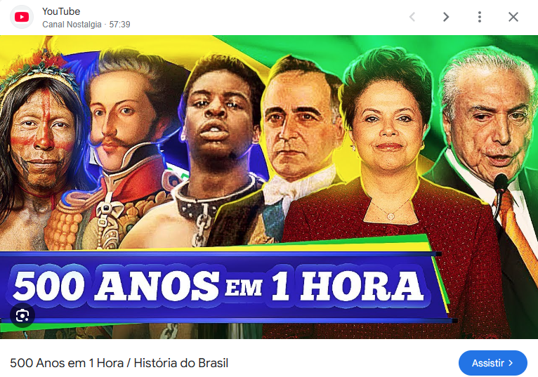 Imagem ilustrativa sobre Video: 500 Anos em 1 Hora / História do Brasil